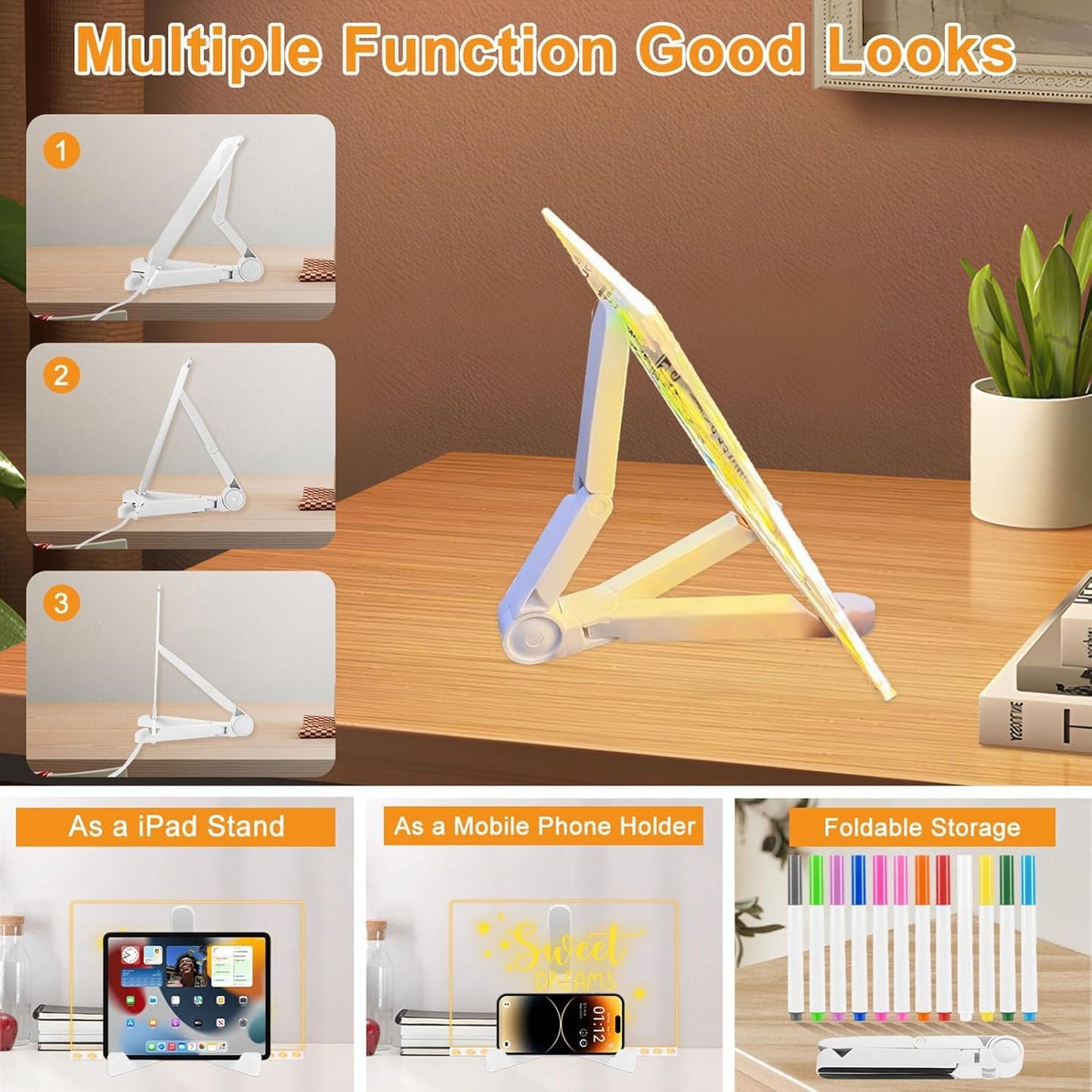 3D LED Light Glass Acrylic Writing pad